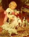 La hora del té niños idílicos Arthur John Elsley impresionismo